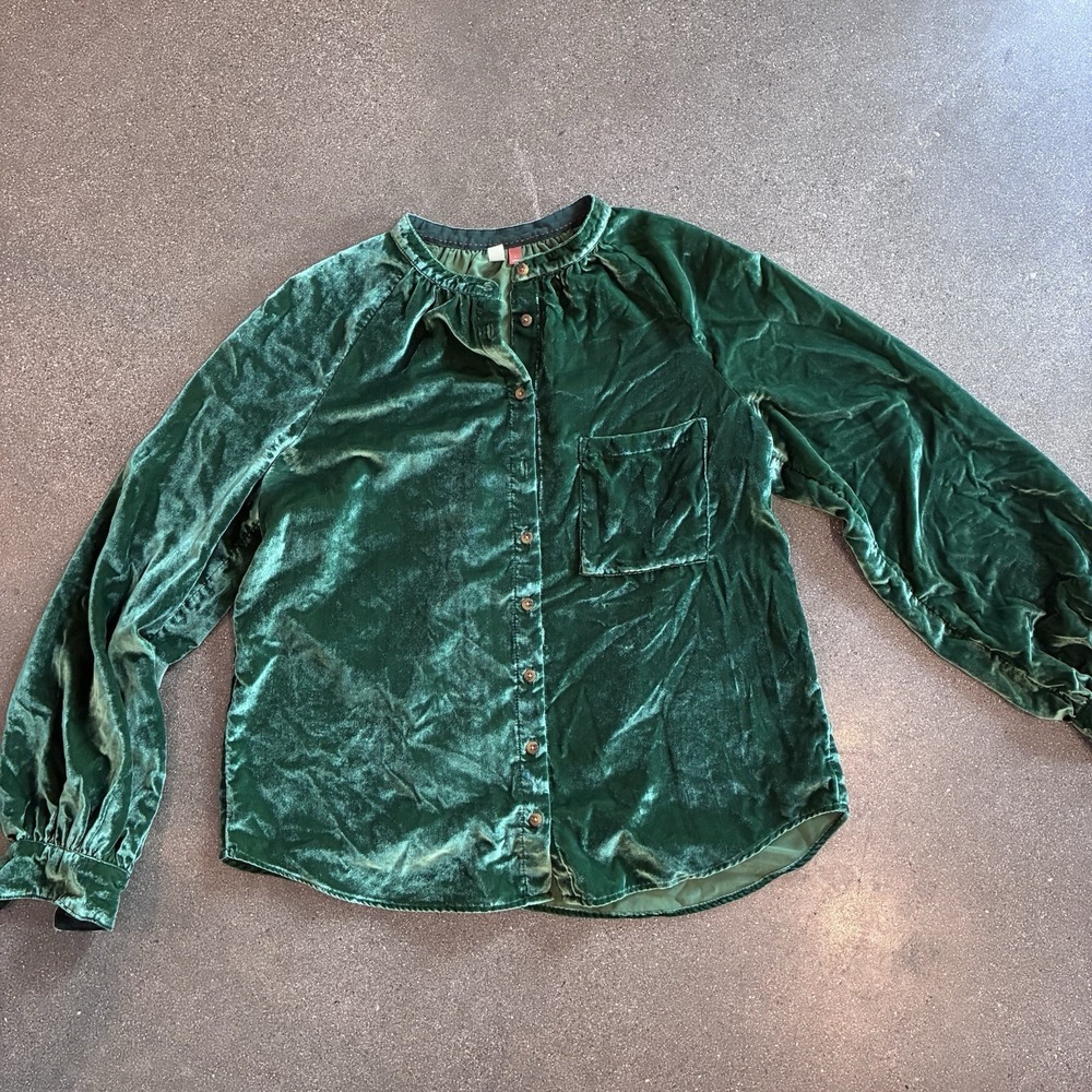 Anthroplogie PILCRO Womens Large Long Sleeve Buttondown Shirt Hadley Velvet - Picture 4 of 11